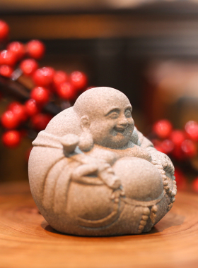 【本尼家】中式禅意茶台桌面装饰弥勒佛摆件