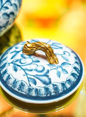 中式陶瓷手绘青花福寿康宁装饰