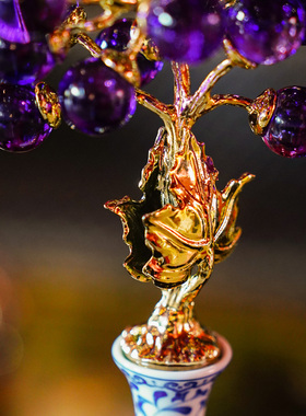 【本尼家】HY34现代轻奢装饰青花瓶紫葡萄饰品桌面摆设玄关摆件