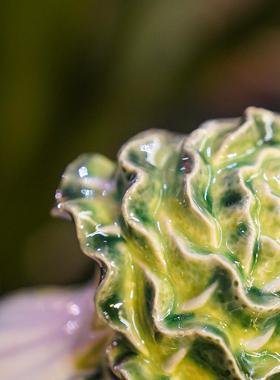 【本尼家】AM30非遗手工石湾陶《百财如意》小号白菜装饰客厅摆件