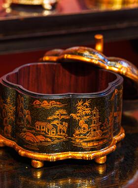 【本尼家】YS149法式中国风南瓜造型手绘收纳盒桌面装饰摆件