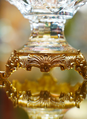 【本尼家】SS86欧式轻奢铜镶水晶玻璃家用果盘收纳桌面装饰品摆件