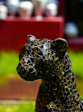 【本尼家】马赛克黑金玻璃贴片豹子装饰个性家居摆设创意玄关摆件