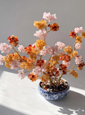 【本尼家】HY415新中式青花瓷《繁花似锦》客厅桌面装饰玄关摆件