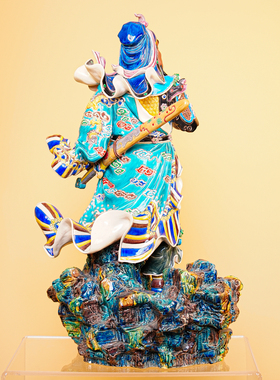 【本尼家】非遗手工彩釉交趾陶关公陶瓷艺术家居桌面装饰玄关摆件