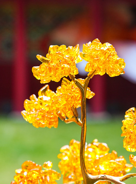 【本尼家】HY14现代轻奢装饰黄铜水晶树家居客厅桌面饰品玄关摆件