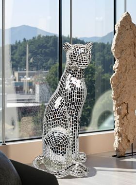 小号豹子手工贴片玄关摆件装饰