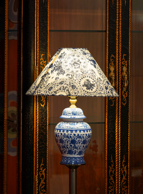 【本尼家】AM12中式青花瓷风格客厅落地装饰灯茶室书房装饰摆件