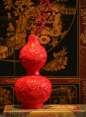 【本尼家】TH07非遗好物剔红复刻葫芦瓶艺术装饰客厅桌面玄关摆件