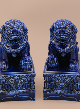 陶瓷红色大狮子摆件招财风水