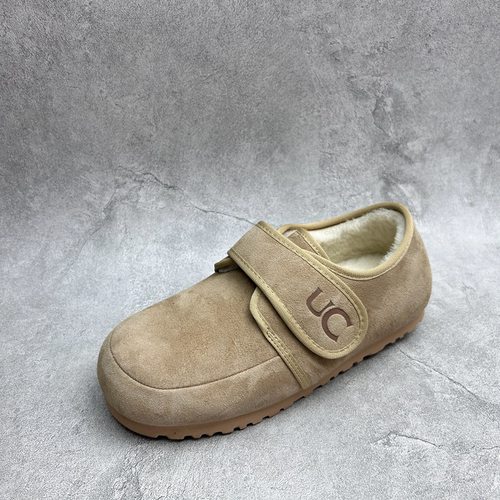 工厂25断码真皮冬季新款女鞋厚底勃肯鞋圆头松糕底套脚加绒女棉鞋 - 图0