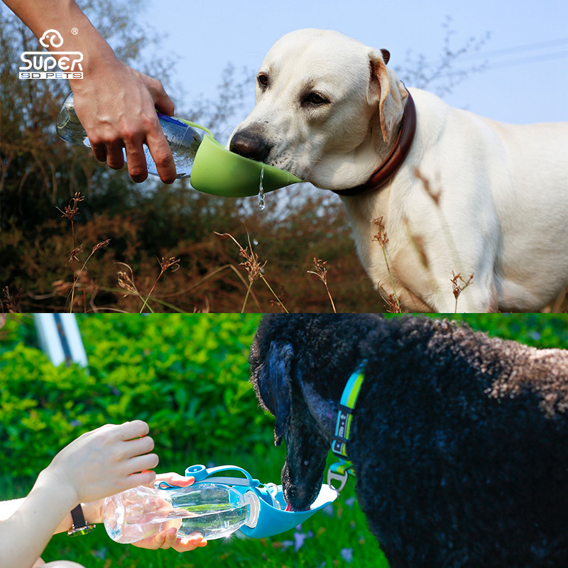 休普狗狗外出饮水器便携式叶子水壶户外不漏水硅胶环保柴犬喂水器 - 图2