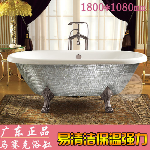 一流产品双层保温亚克力贵妃浴缸复古典浴池独立压克力双人浴盆 - 图0