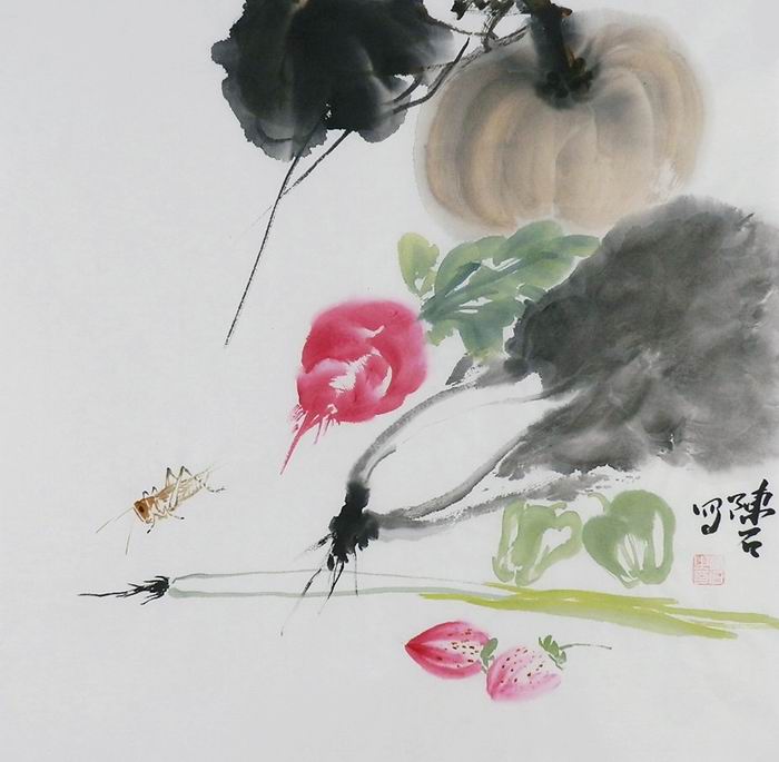 国画花鸟纯手绘字画装饰画陈石三尺斗方梅兰竹菊牡丹荷花白菜GG