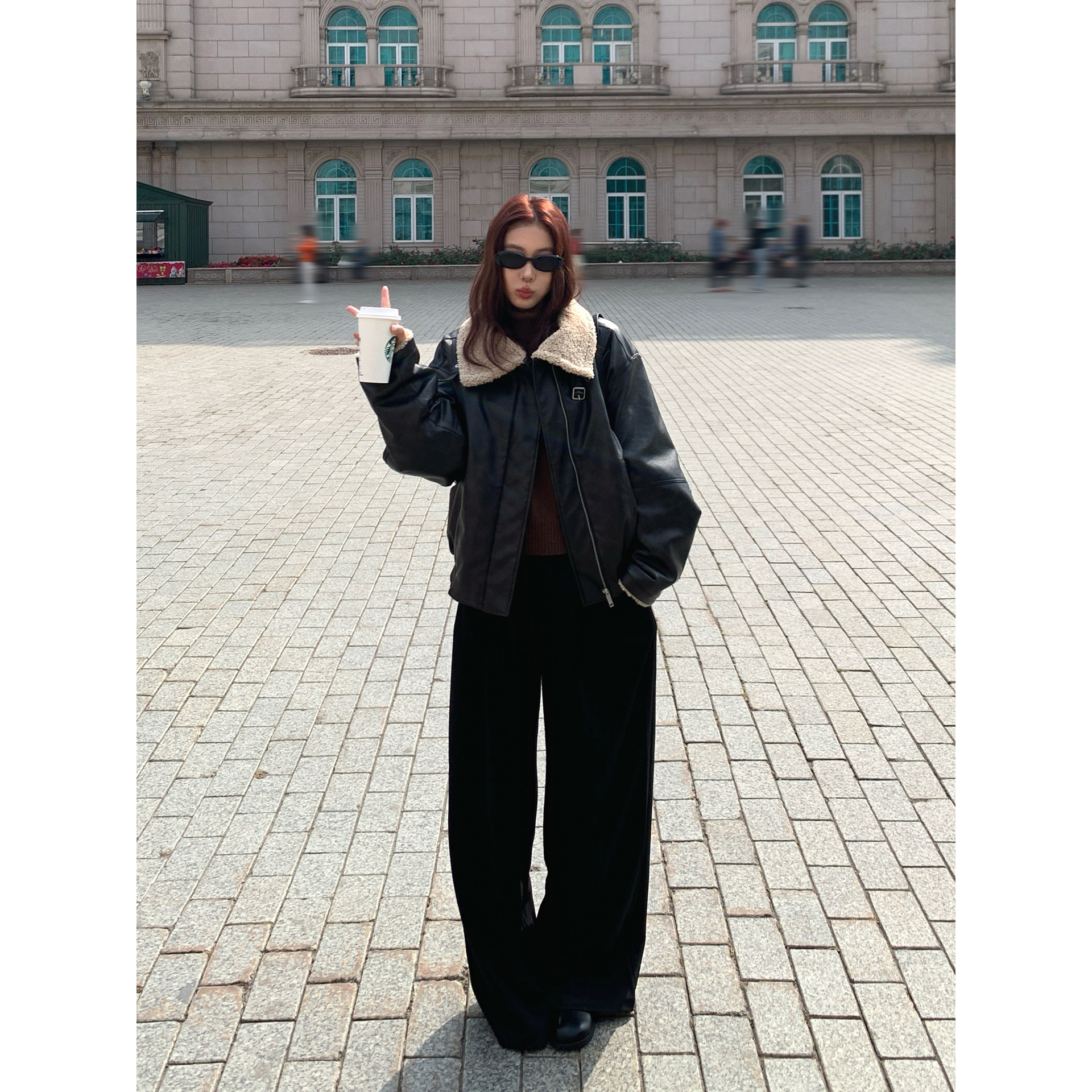 Halo Luu黑色皮毛一体外套女冬季韩系巨好看羊羔毛皮衣加厚机车服,淘宝优惠券,粉丝福利购,淘宝优惠卷