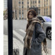 HaloLuu Long Hair Mohair Gray Coat