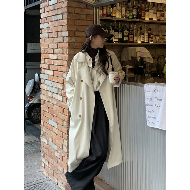 HaloLuu silhouette windbreaker temperament ເປືອກຫຸ້ມນອກຄວາມຍາວກາງ