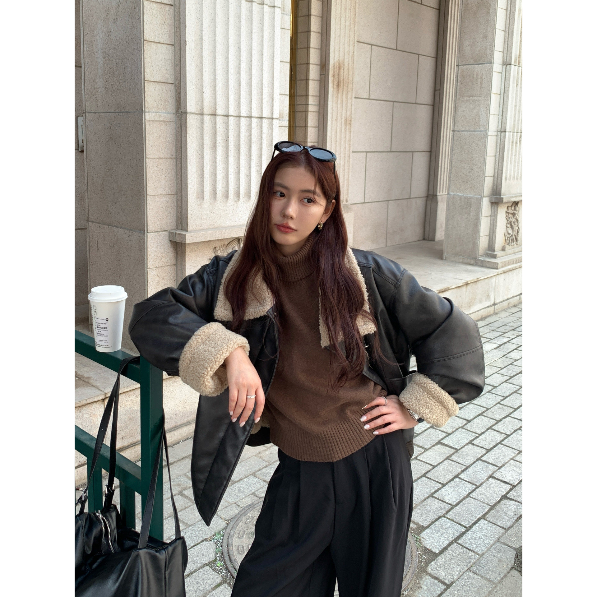 Halo Luu黑色皮毛一体外套女冬季韩系巨好看羊羔毛皮衣加厚机车服,淘宝优惠券,粉丝福利购,淘宝优惠卷