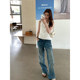 Halo Luu American Retro Crease Distressed Boot Jeans Women's Summer New Slim Fit Low Waist Pants