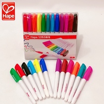 German hape paintbrush Childrens baby Colour pen 12 color white board pen Painting and washable drawing board Water colour pen