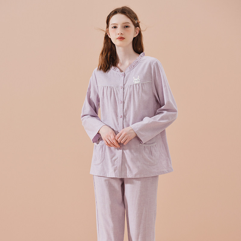 美标新款长袖纯棉套装女春秋卡通睡衣甜美公主风休闲全棉家居服冬,淘宝优惠券,粉丝福利购,淘宝优惠卷