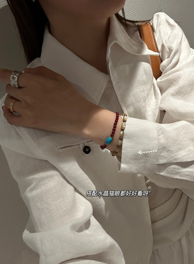 源200+！现89！天然朱砂绿松石手链串珠 设计师款 承载自然的馈赠