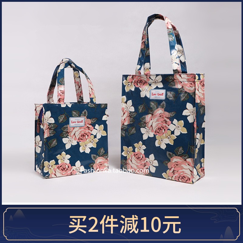 韓國防水帆布包托特包學生書包單肩碎花購物袋文藝環保手提帆布袋