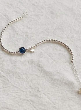 蓝色手串925925纯银简约女