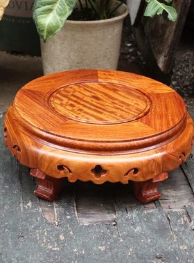 红木摆件置物中式圆形底座