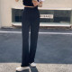 Suit pants female small, thin straight pants, black professional suit format long pants, drooping wide -leg casual pants