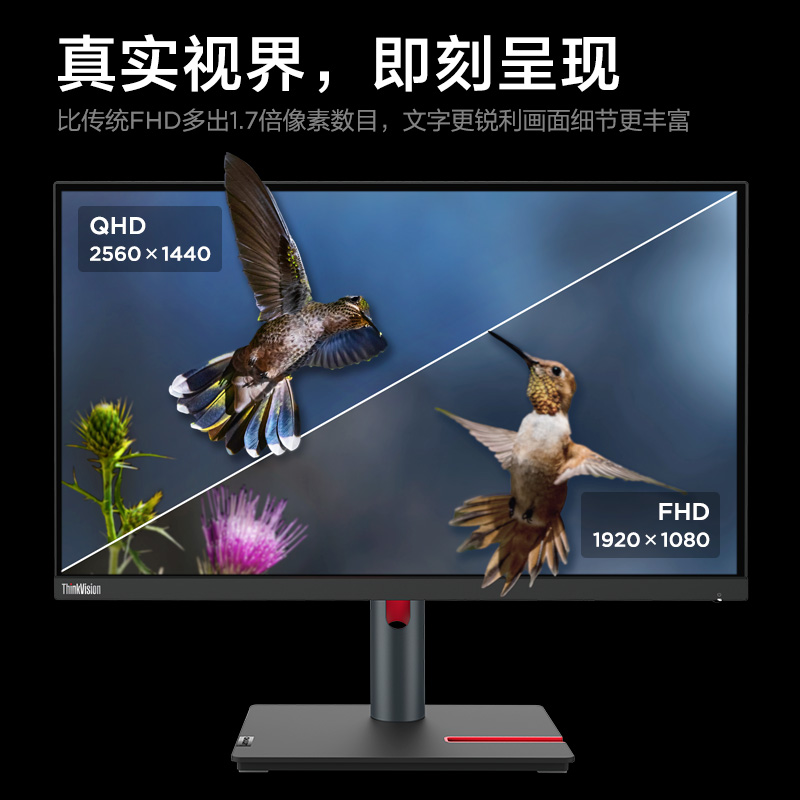 联想显示器ThinkVision 23.8/27英寸微边框IPS电脑显示器P27hP24h - 图0