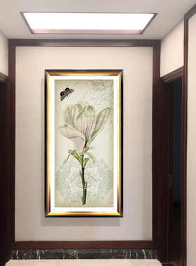 美式风走廊过道蝴蝶竖幅装饰画