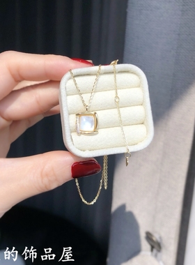 古丽轻奢锆石贝壳方形925银项链