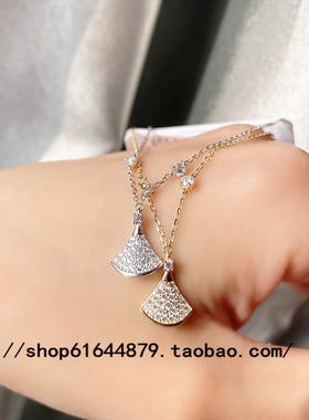 古丽镶锆石扇形925银手链