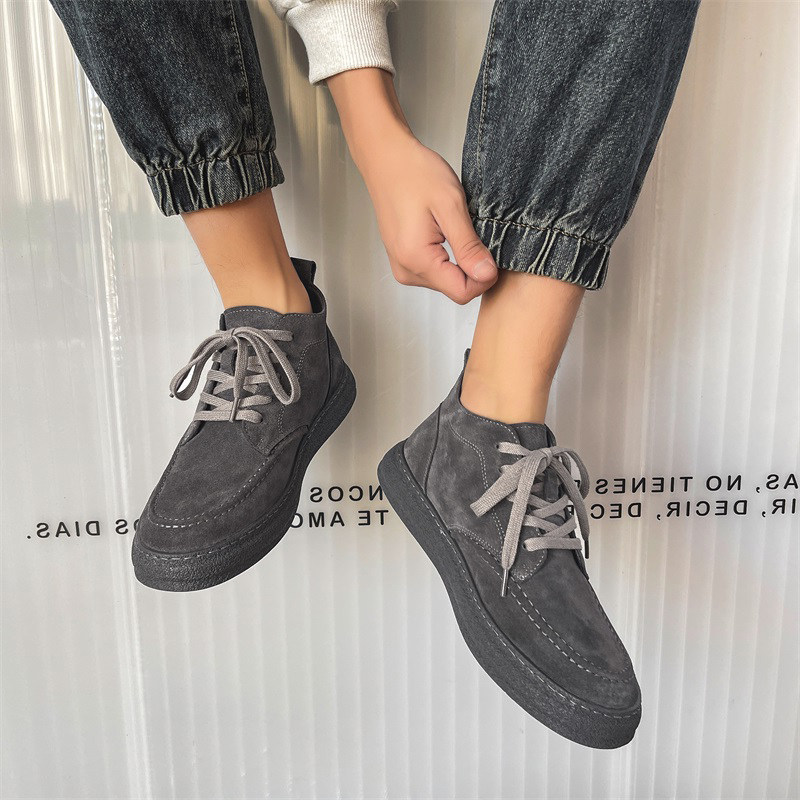 男鞋冬季2025新款高帮鞋加绒翻毛真皮潮鞋磨砂休闲板鞋潮牌马丁靴,淘宝优惠券,粉丝福利购,淘宝优惠卷