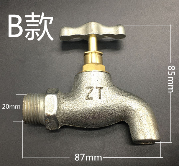 家用铁水龙头4分平口工程老式镀锌铸铁水龙头慢开室外自来水嘴-图1