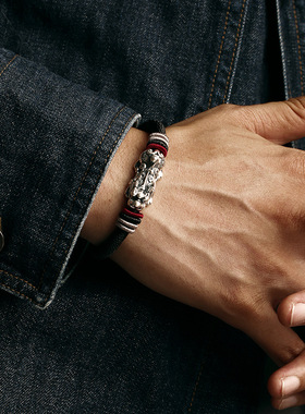 龙结新款足银貔貅手工编织九乘迦叶金刚结复古时尚轻奢潮感手链男