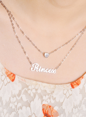 diy纯银刻字生日礼物锁骨链定制