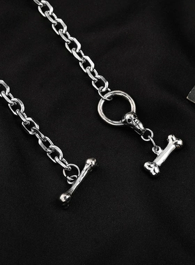 不绣钢骨头OT扣项链潮人hiphop