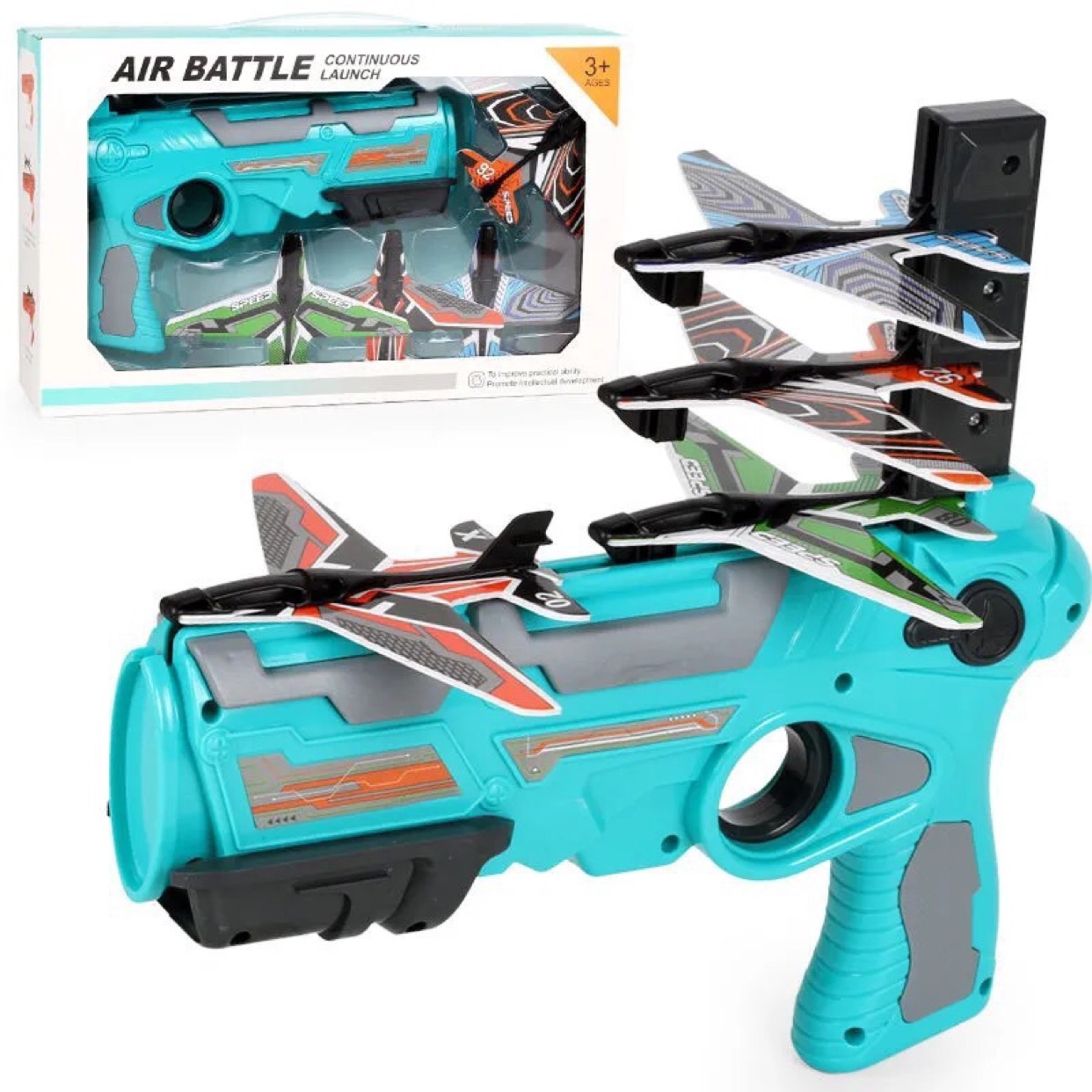 儿童泡沫飞机发射枪男孩户外一键弹射玩具枪滑翔机抖音同款益智3+ - 图3