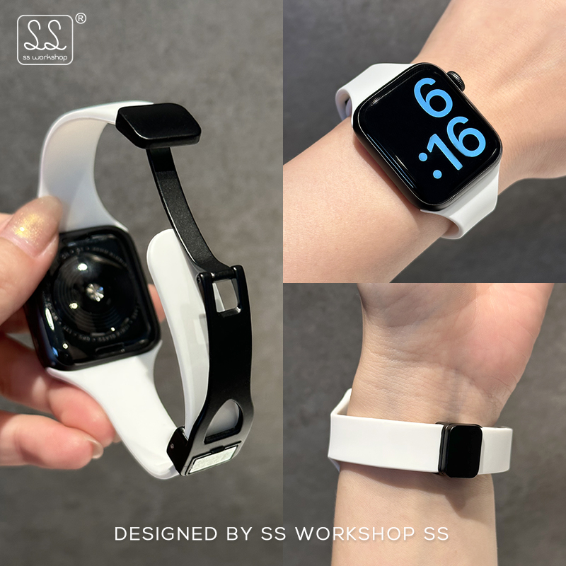 新款小众细版iwatch表带磁吸硅胶夏天7适用苹果applewatch高级感8 - 图1