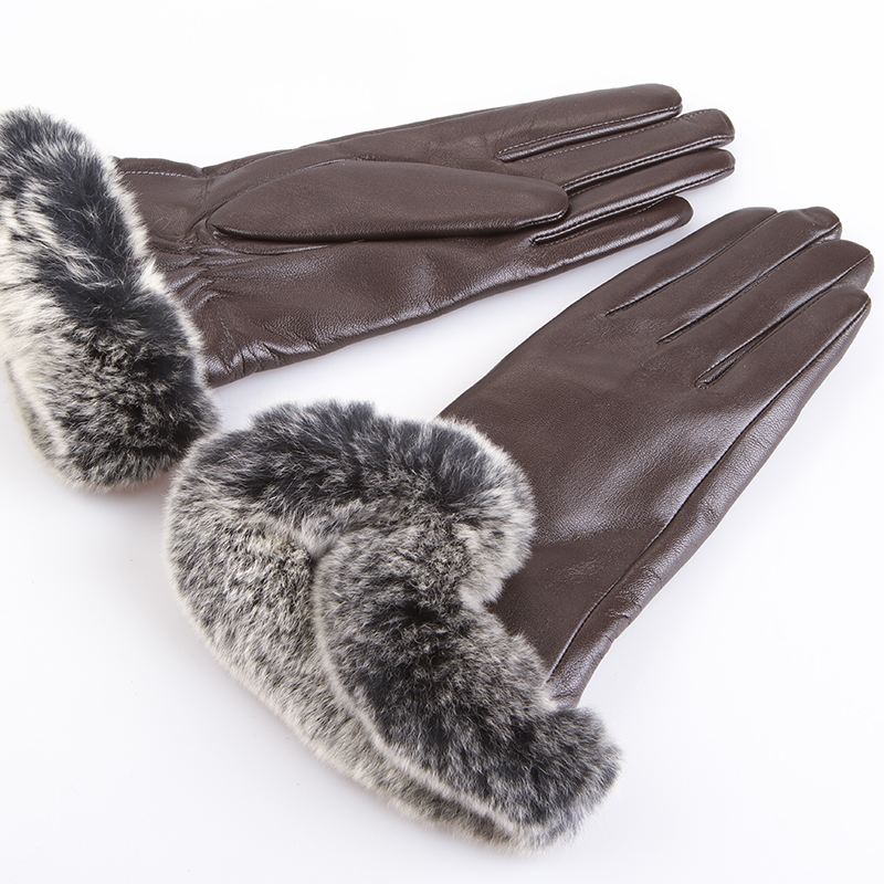 新款皮手套女冬季獭兔毛口头层羊皮加绒加厚保暖时尚触屏真皮修手,淘宝优惠券,粉丝福利购,淘宝优惠卷