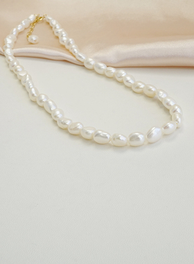 天然异形巴洛克淡水珍珠项链强光锁骨链复古小众颈链叠戴搭配礼物