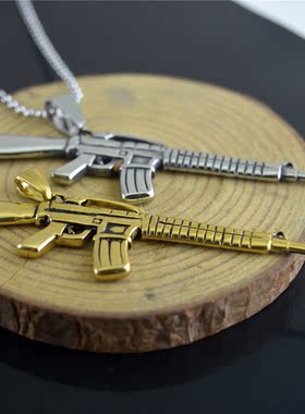 外贸热销饰品穿越火线军迷时尚个性钛钢机枪吊坠项链首饰品STN827