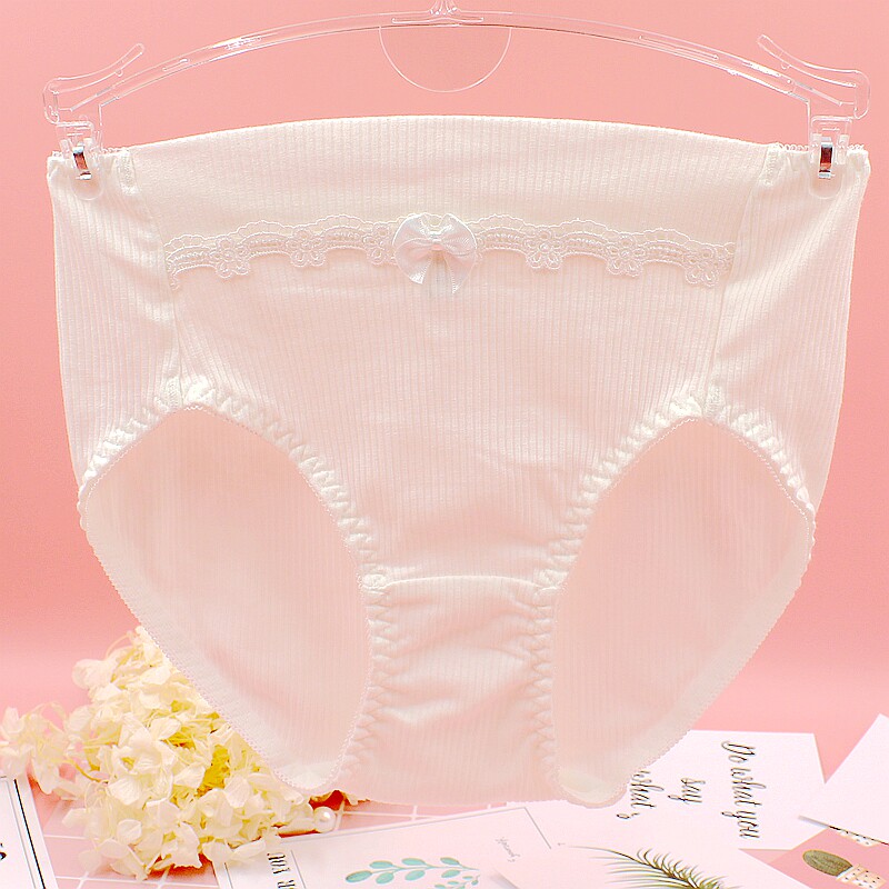 4777日系可爱女内裤森女三角裤胖次甜美大码夏新款中腰螺纹棉_虎窝淘