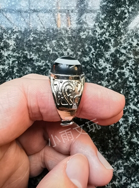 天然玛瑙一线药师天眼羊眼合金活口戒托镶嵌佛眼天珠缠丝扳指戒指