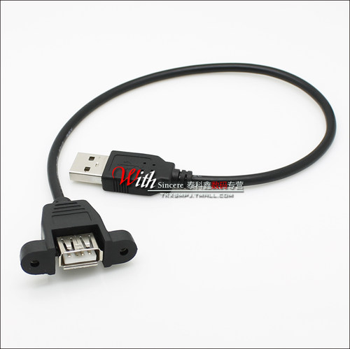 带螺丝孔 USB2.0延长线可固定全铜+编织网带耳朵USB2.0延长线-图3