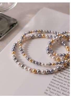 颜色太温柔！高级糖果色进口施家小珍珠混彩串珠项链轻奢锁骨链