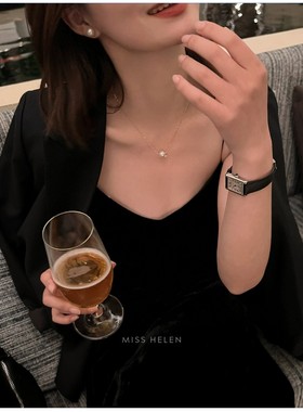 日系单颗珍珠贝珠锆石S925银项链女路路通原创设计感麦承欢