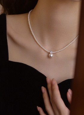 施家高级小米珍珠项链女2024新款爆款轻奢小众设计颈链秋冬毛衣链